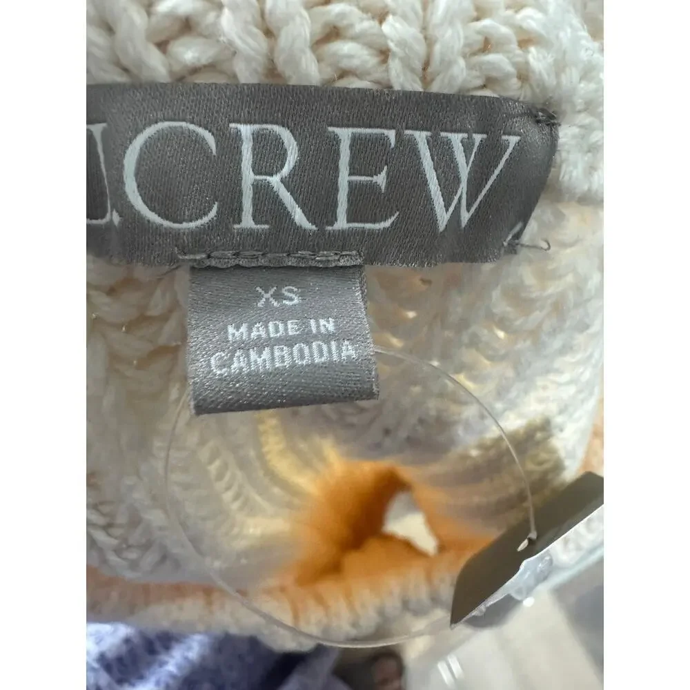 J. Crew Heritage Cotton Fisherman Crewneck Sweater Antique White Size XS NWT